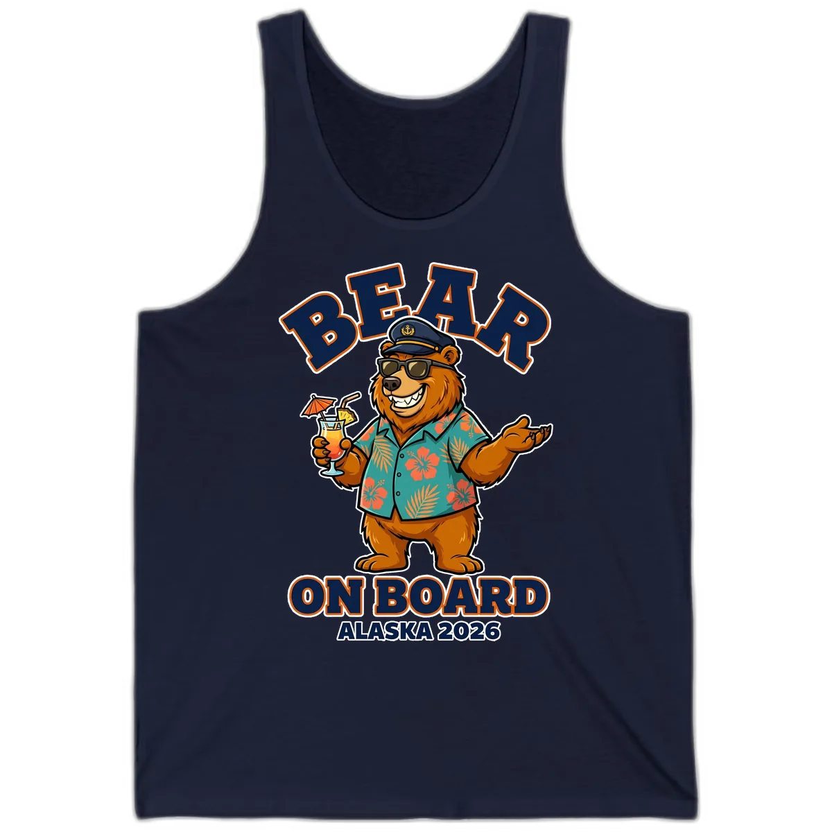Bear On Board Alaska 2026 Cruise Vacation Design Tank in Navy