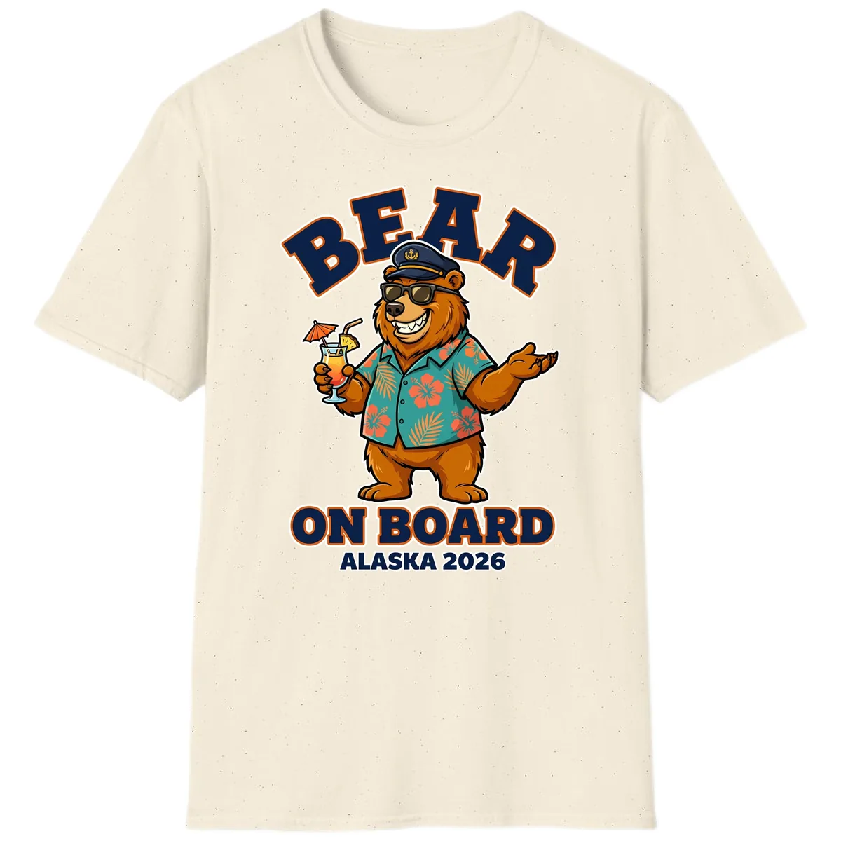 Bear On Board Alaska 2026 Cruise Vacation Design T-Shirt in Natural