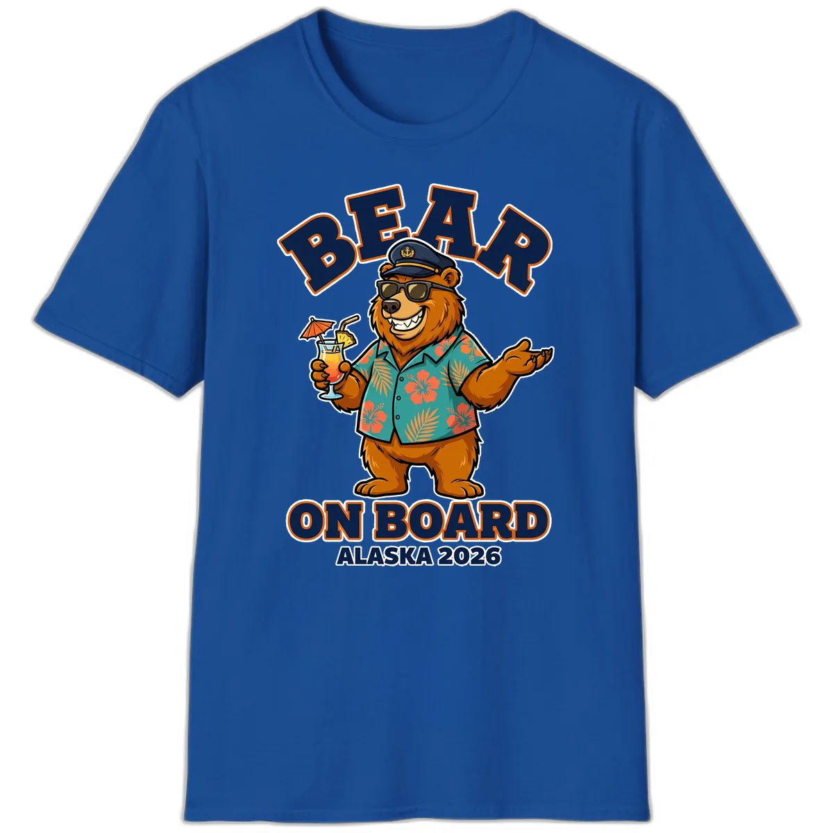 Bear On Board Alaska 2026 Cruise Vacation Design T-Shirt in Royal