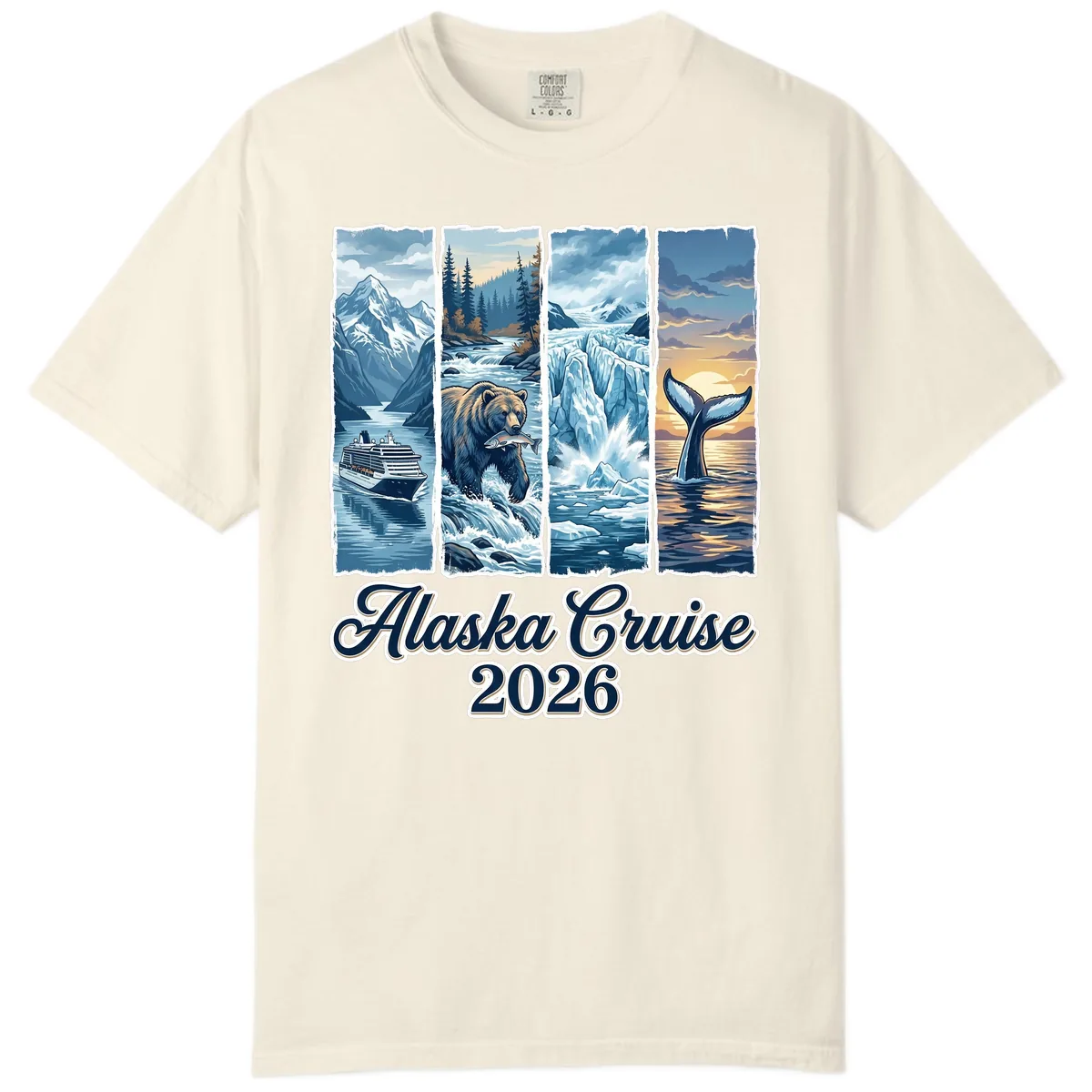 Alaska Cruise 2026 Scenic Adventure Collage Comfort Color in Ivory