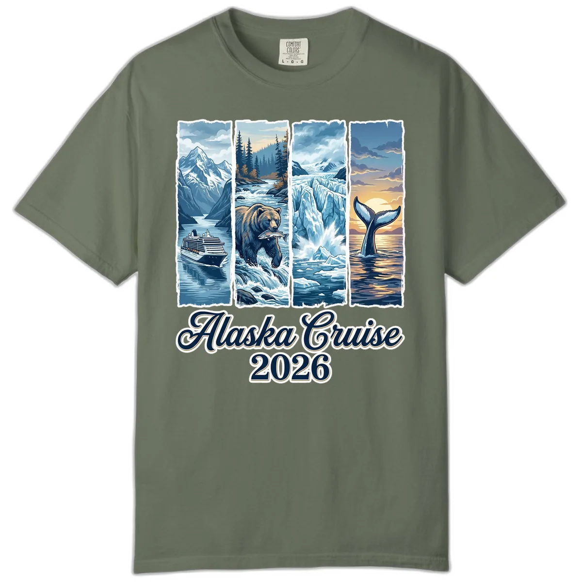 Alaska Cruise 2026 Scenic Adventure Collage Comfort Color in Moss