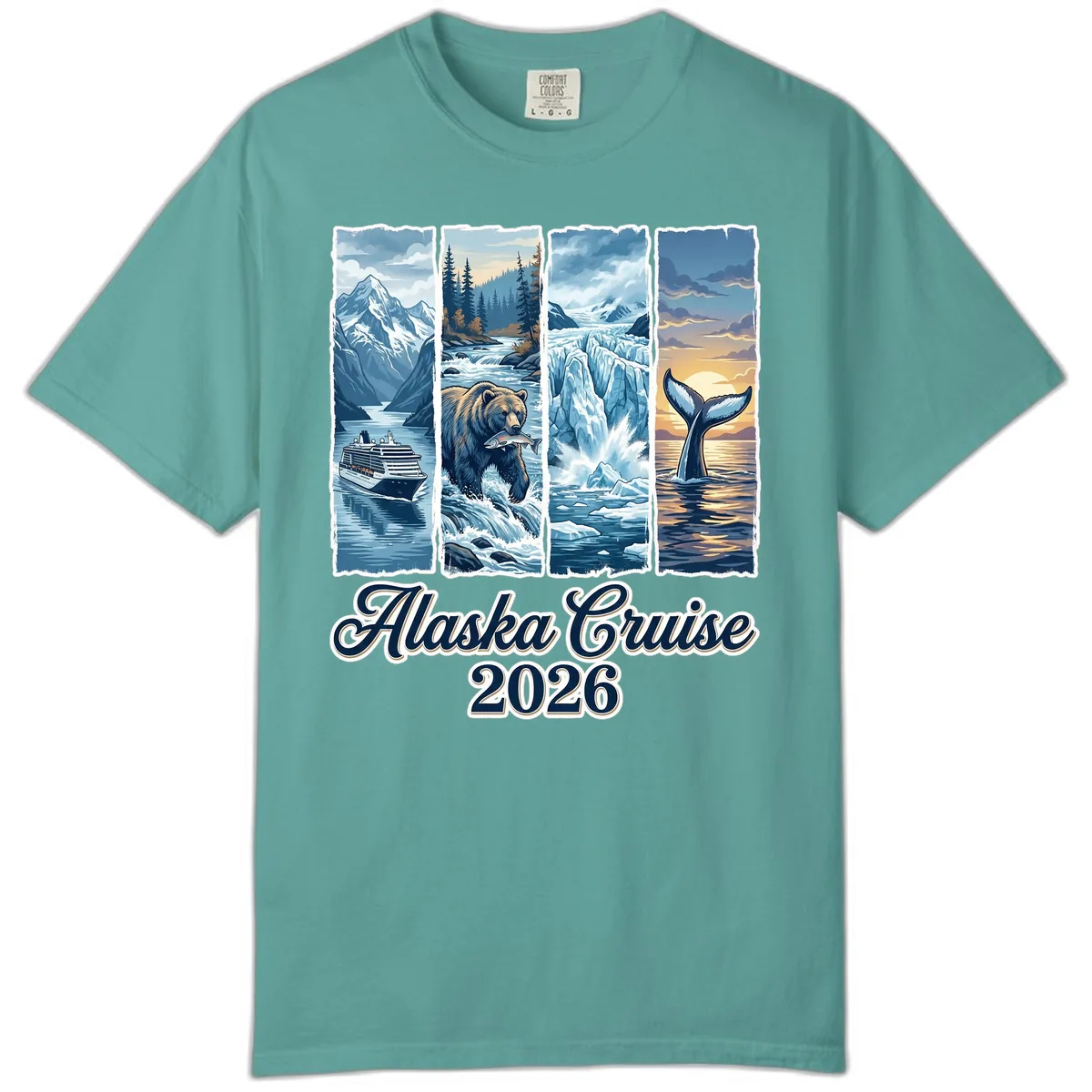 Alaska Cruise 2026 Scenic Adventure Collage Comfort Color in Seafoam