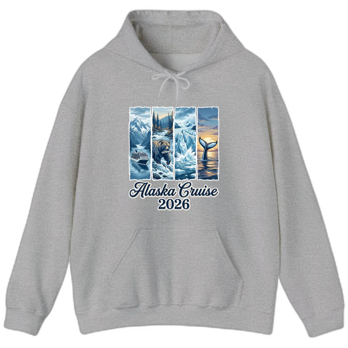 Alaska Cruise 2026 Scenic Adventure Collage Hoodie in Sport Grey