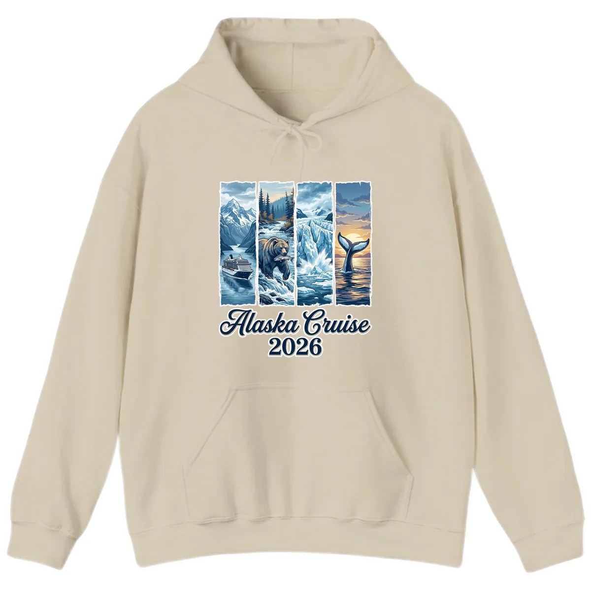 Alaska Cruise 2026 Scenic Adventure Collage Hoodie in Sand