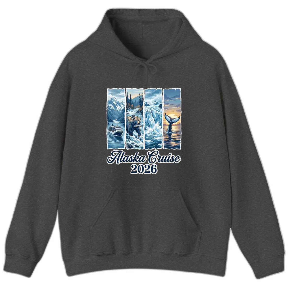 Alaska Cruise 2026 Scenic Adventure Collage Hoodie in Dark Heather
