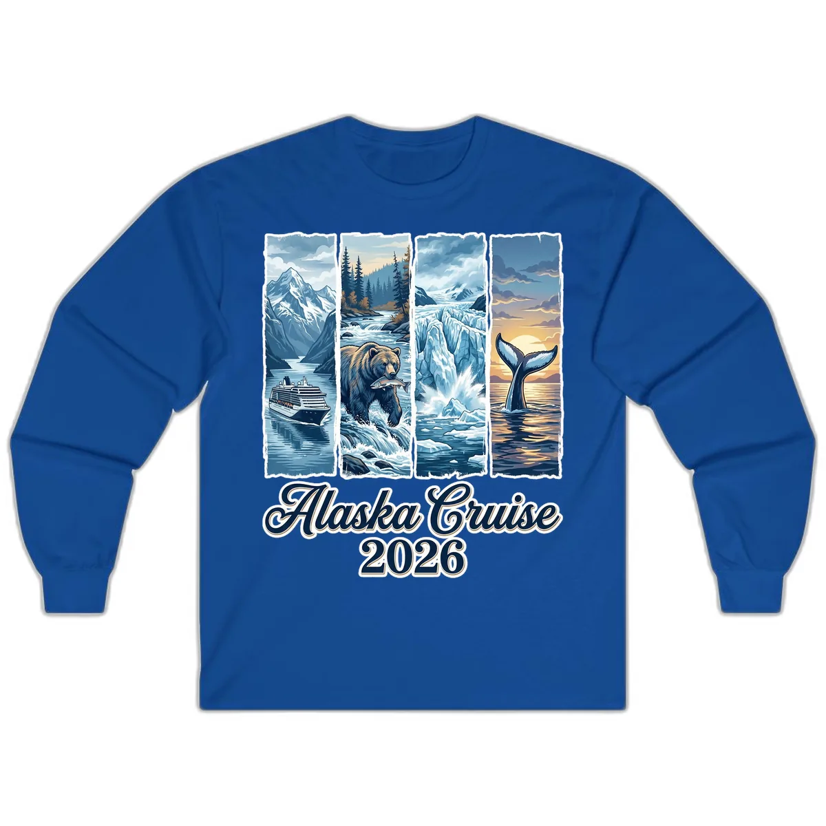 Alaska Cruise 2026 Scenic Adventure Collage Long Sleeve in Royal