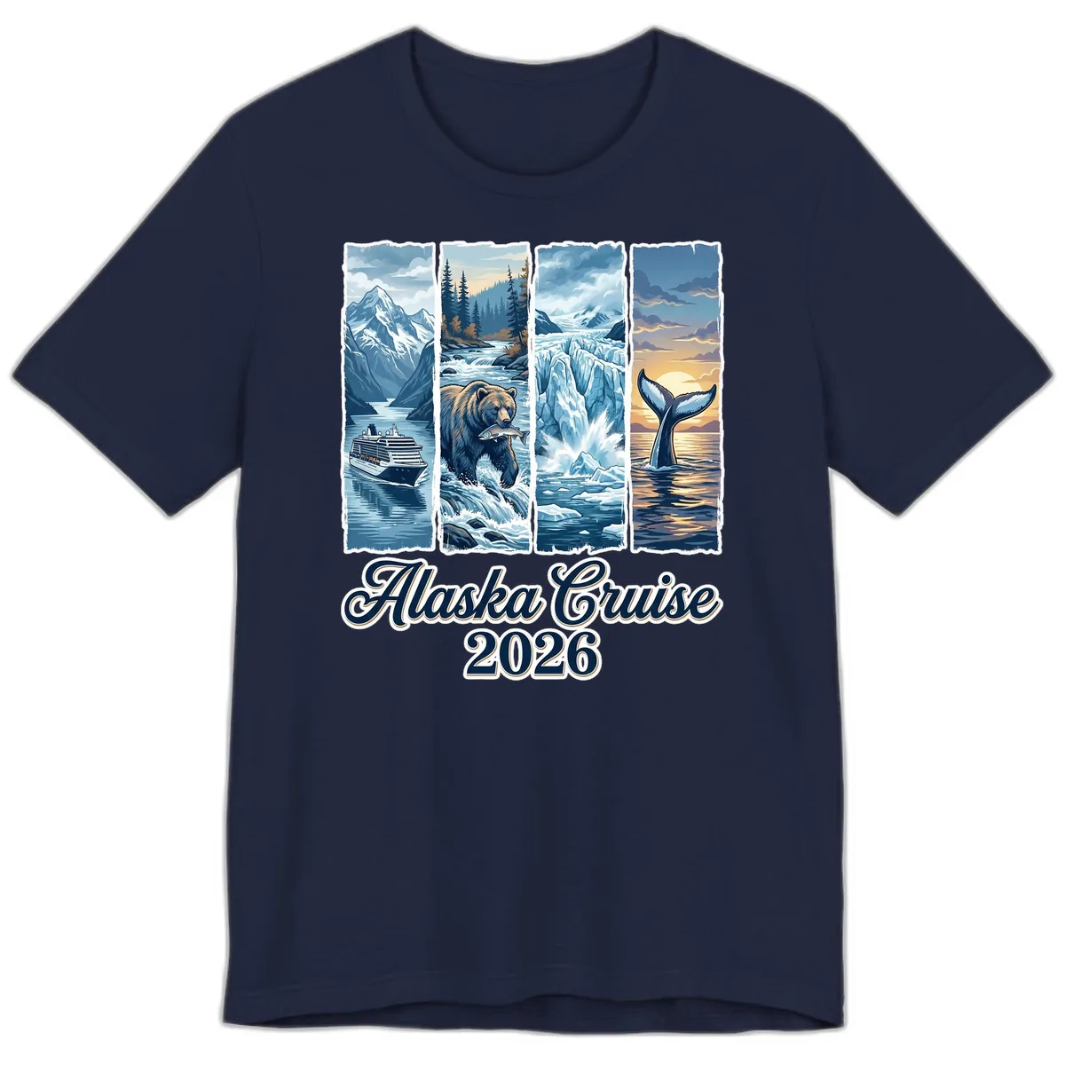 Alaska Cruise 2026 Scenic Adventure Collage Premium T-Shirt in Navy
