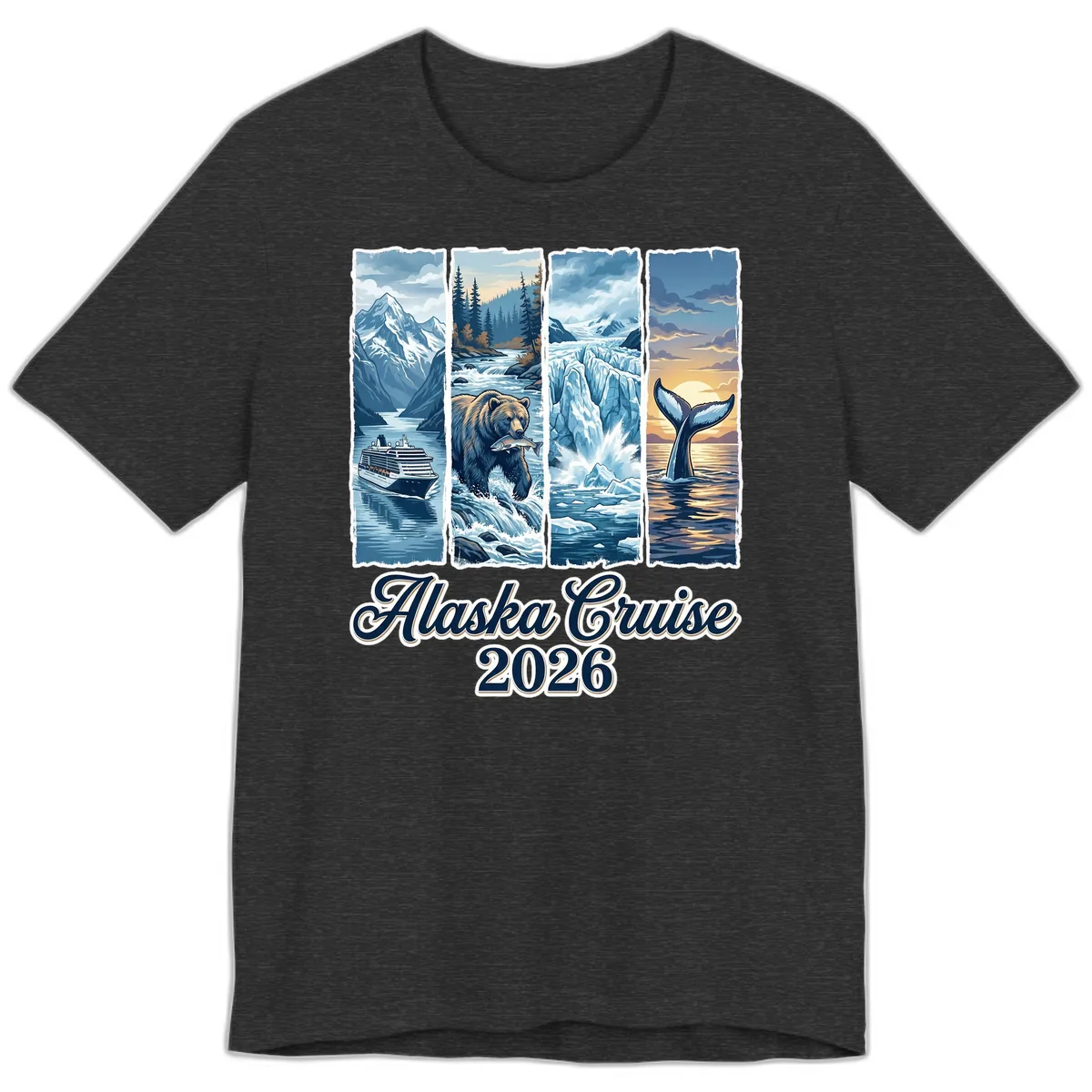 Alaska Cruise 2026 Scenic Adventure Collage Premium T-Shirt in Dark Grey Heather