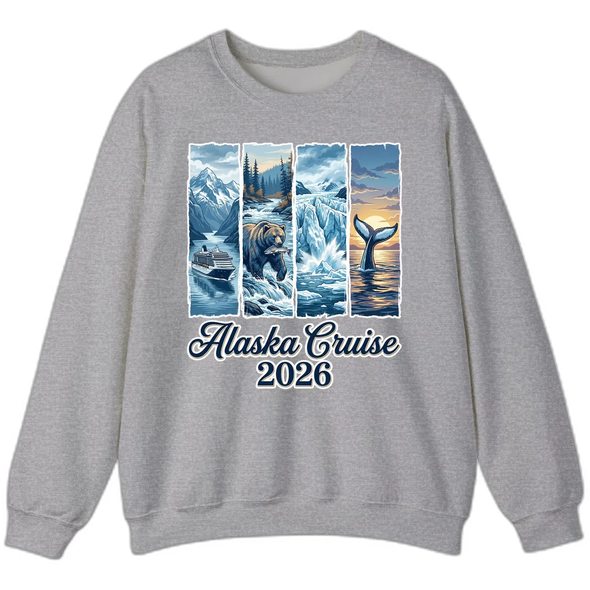 Alaska Cruise 2026 Scenic Adventure Collage Sweatshirt in Sport Grey