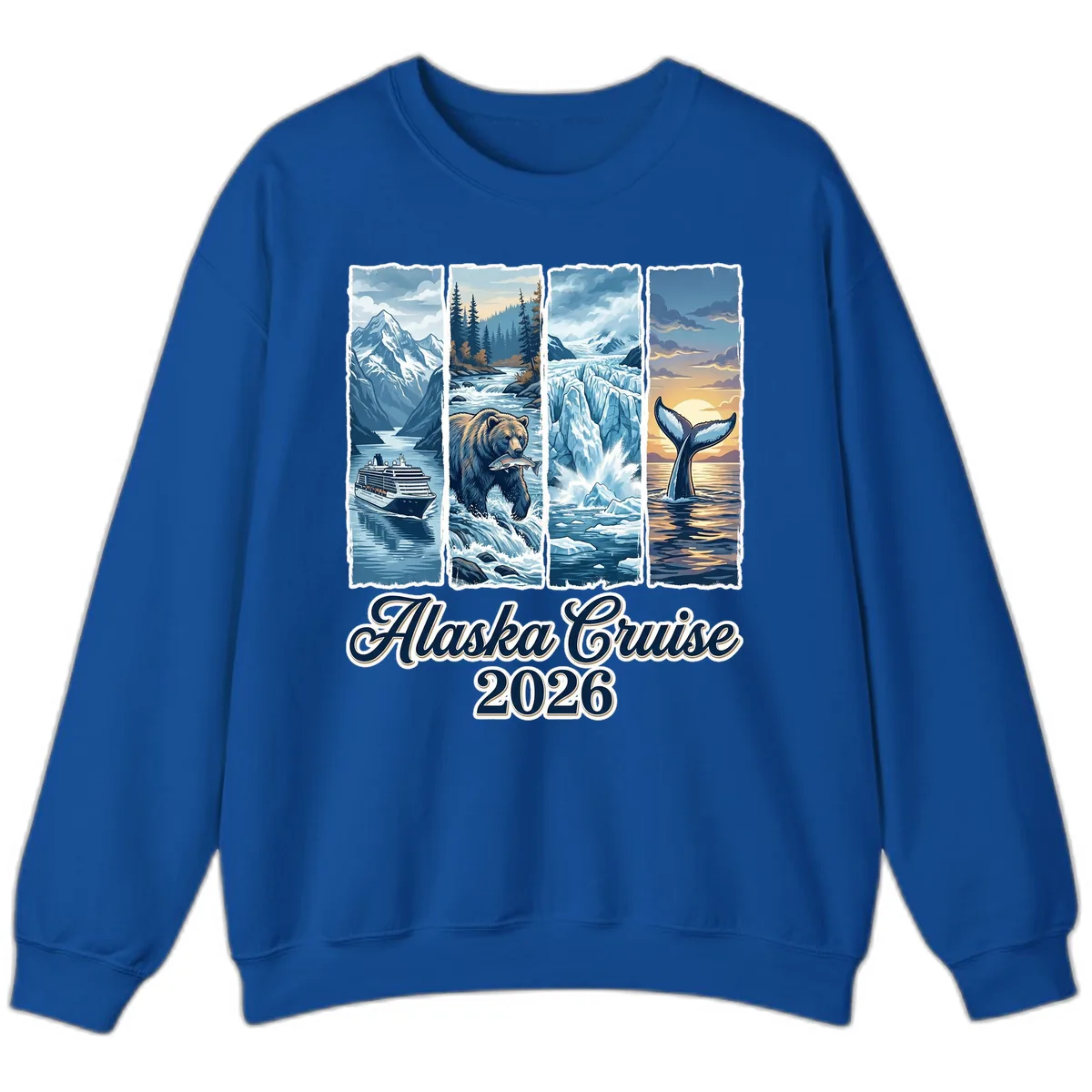 Alaska Cruise 2026 Scenic Adventure Collage Sweatshirt in Royal