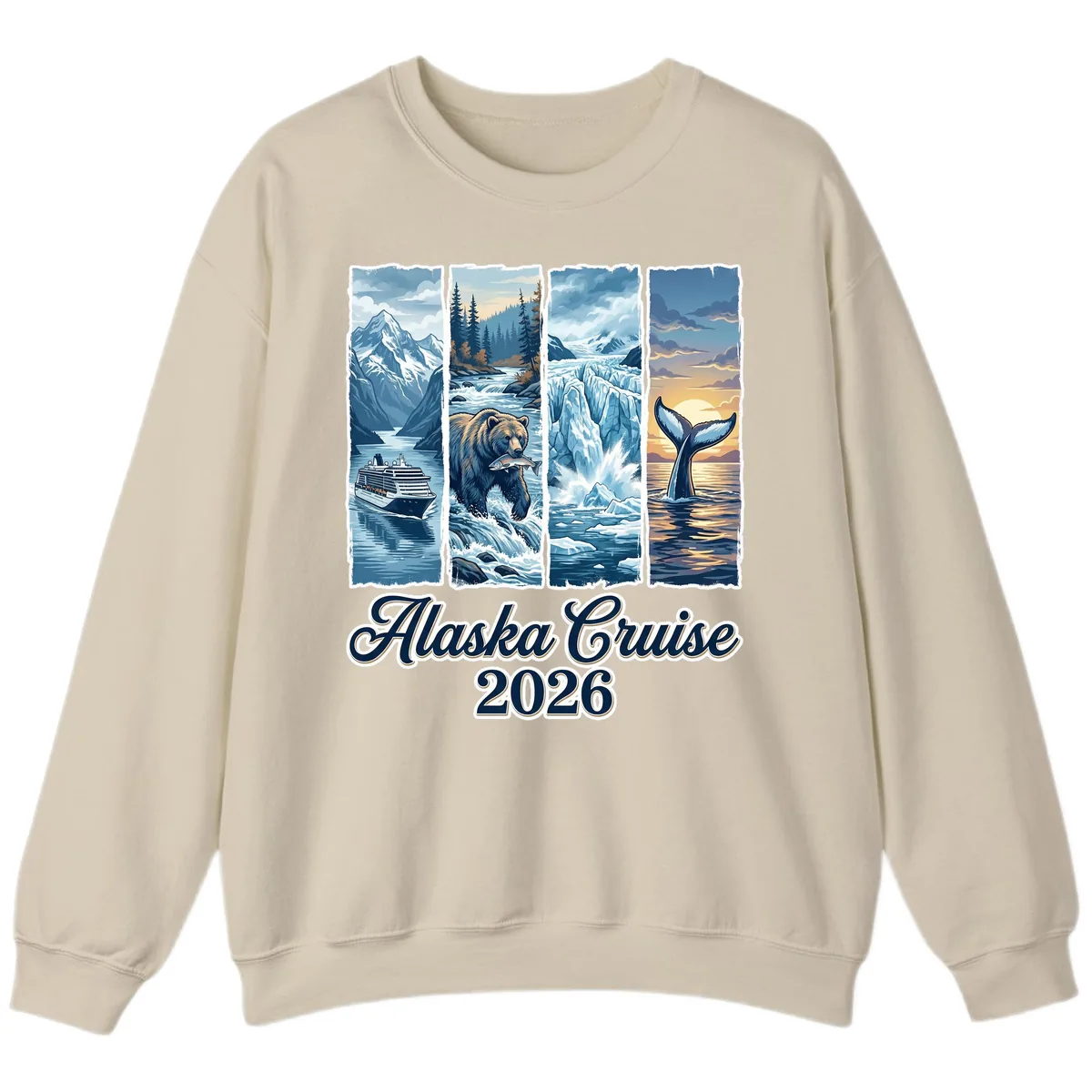 Alaska Cruise 2026 Scenic Adventure Collage Sweatshirt in Sand