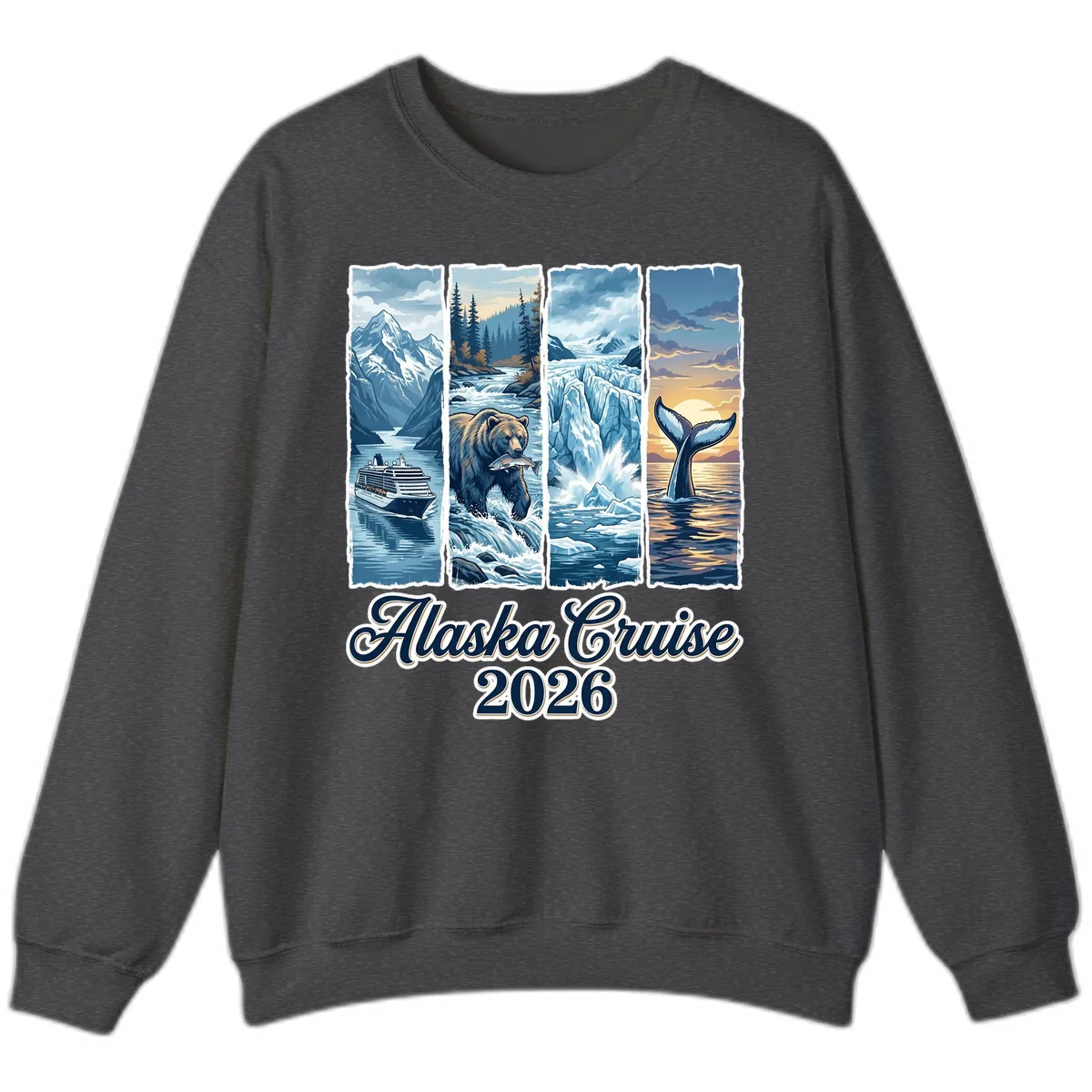 Alaska Cruise 2026 Scenic Adventure Collage Sweatshirt in Dark Heather