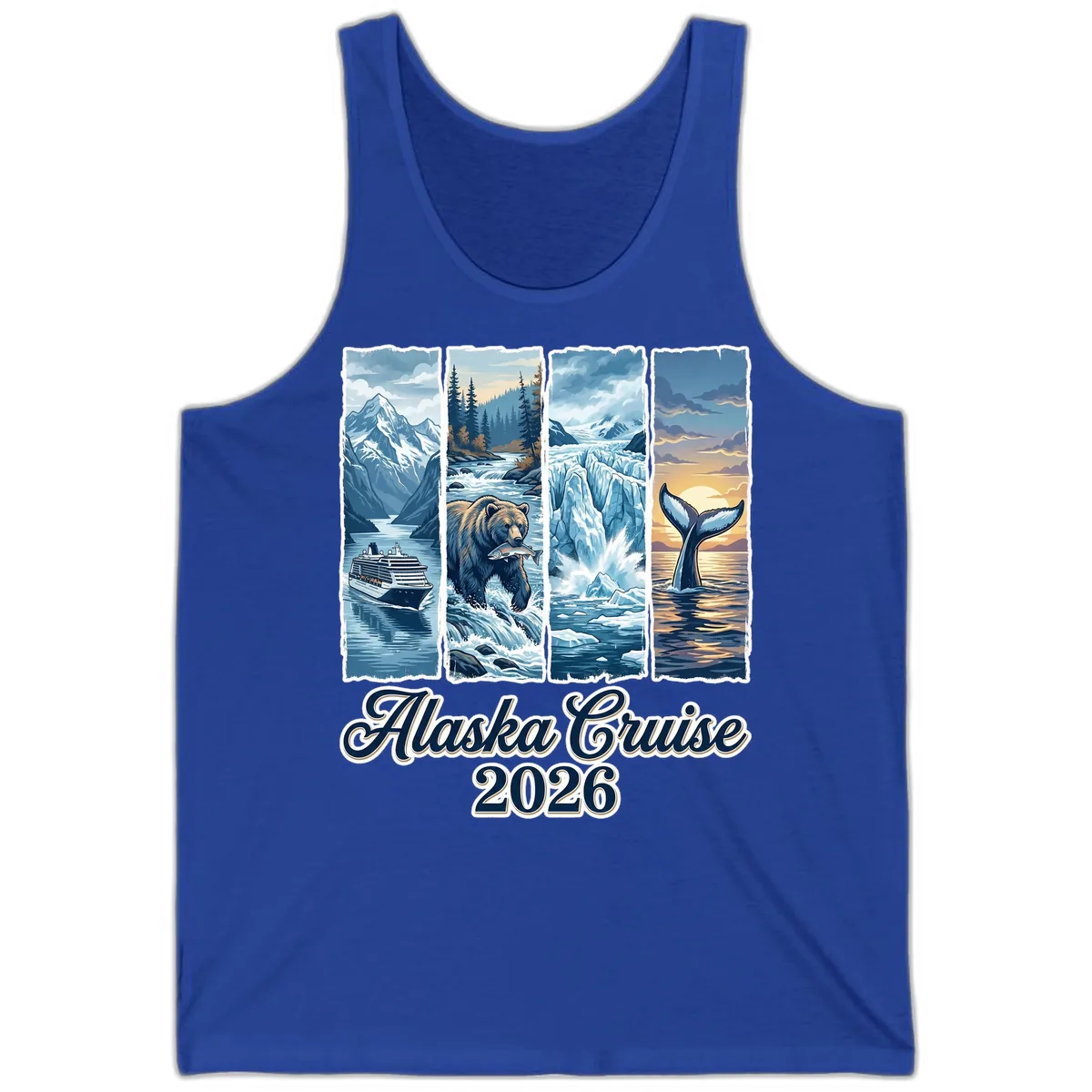 Alaska Cruise 2026 Scenic Adventure Collage Tank in True Royal