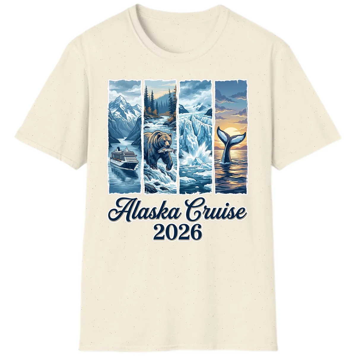 Alaska Cruise 2026 Scenic Adventure Collage T-Shirt in Natural