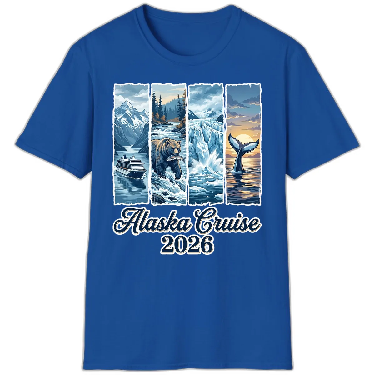 Alaska Cruise 2026 Scenic Adventure Collage T-Shirt in Royal