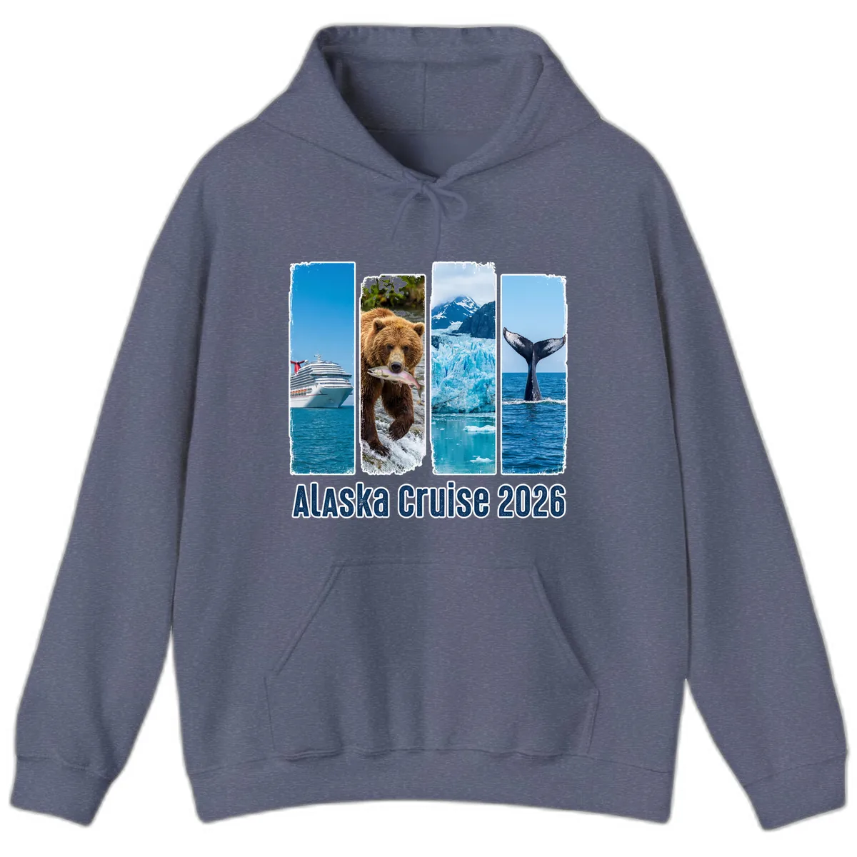 Alaska Cruise 2026 Adventure Panels Hoodie in Heather Navy
