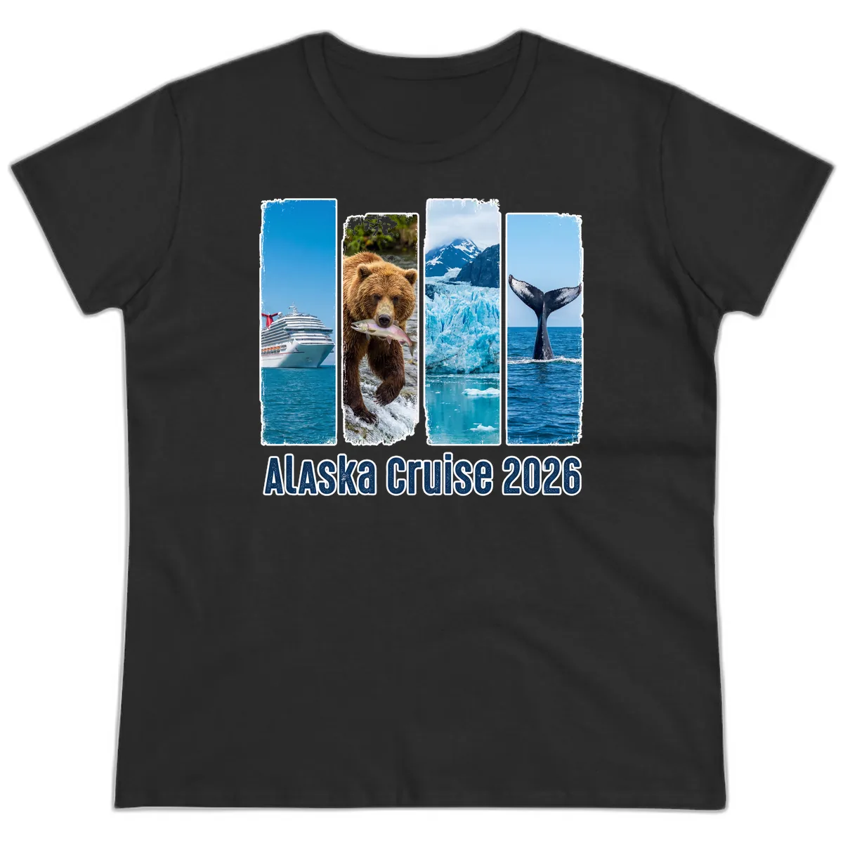 Alaska Cruise 2026 Adventure Panels Ladies Tee in Black