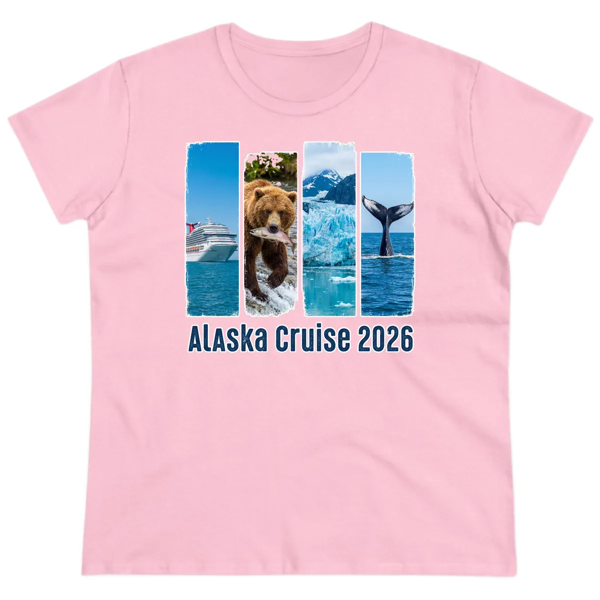 Alaska Cruise 2026 Adventure Panels Ladies Tee in Light Pink