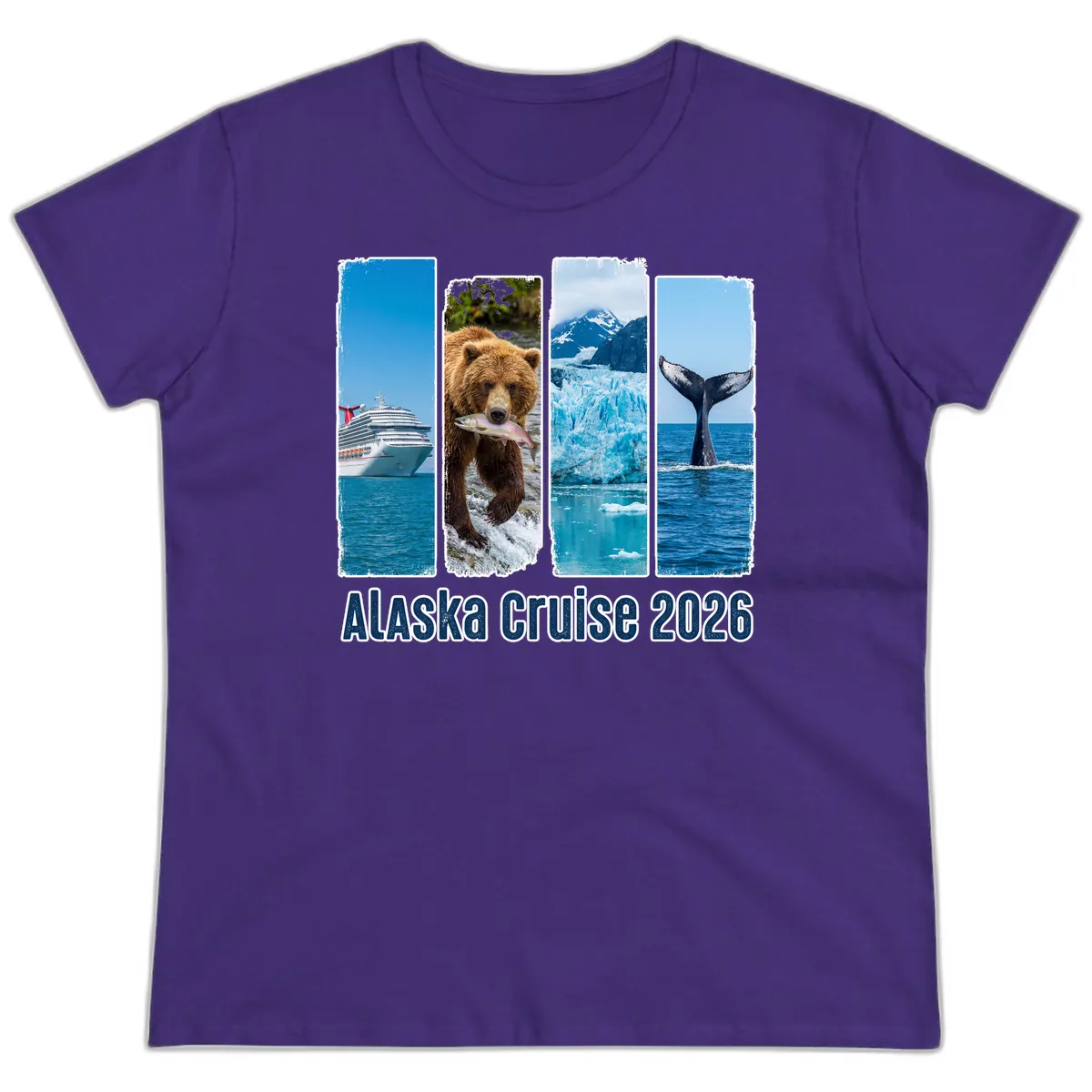Alaska Cruise 2026 Adventure Panels Ladies Tee in Purple
