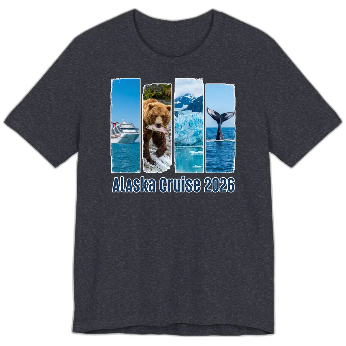 Alaska Cruise 2026 Adventure Panels Premium T-Shirt in Heather Navy