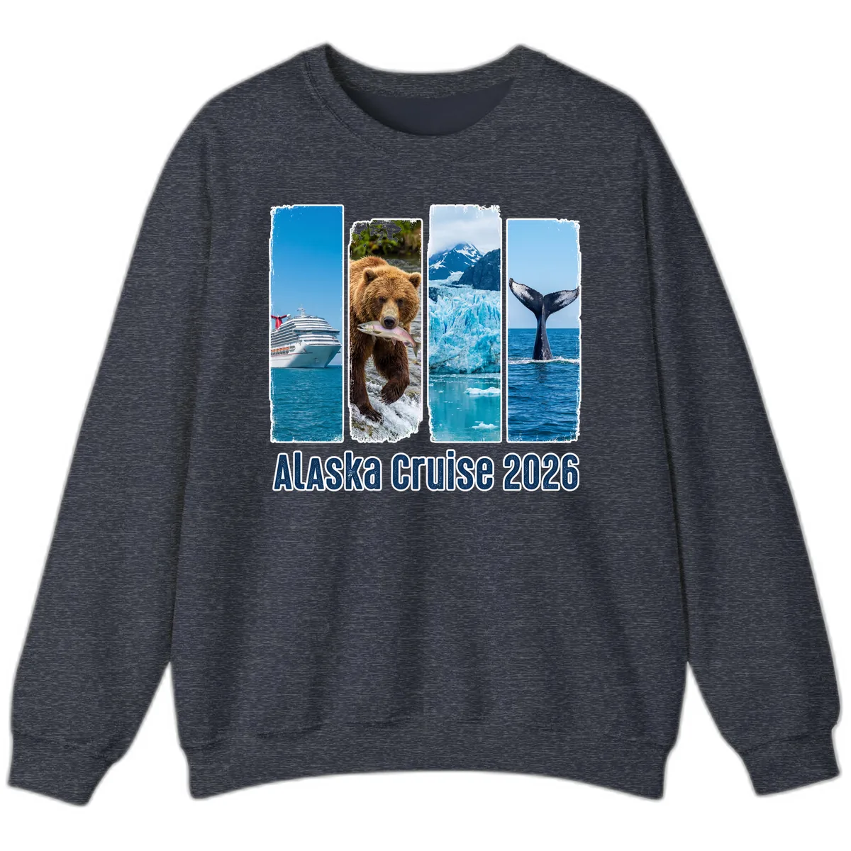 Alaska Cruise 2026 Adventure Panels Sweatshirt in Heather Sport Dark Navy