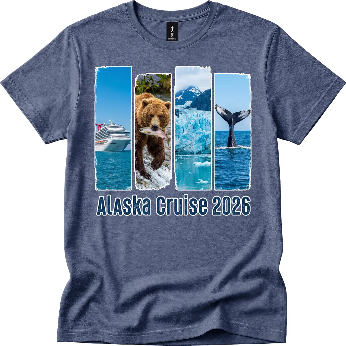 Alaska Cruise 2026 Adventure Panels T-Shirt in Heather Navy