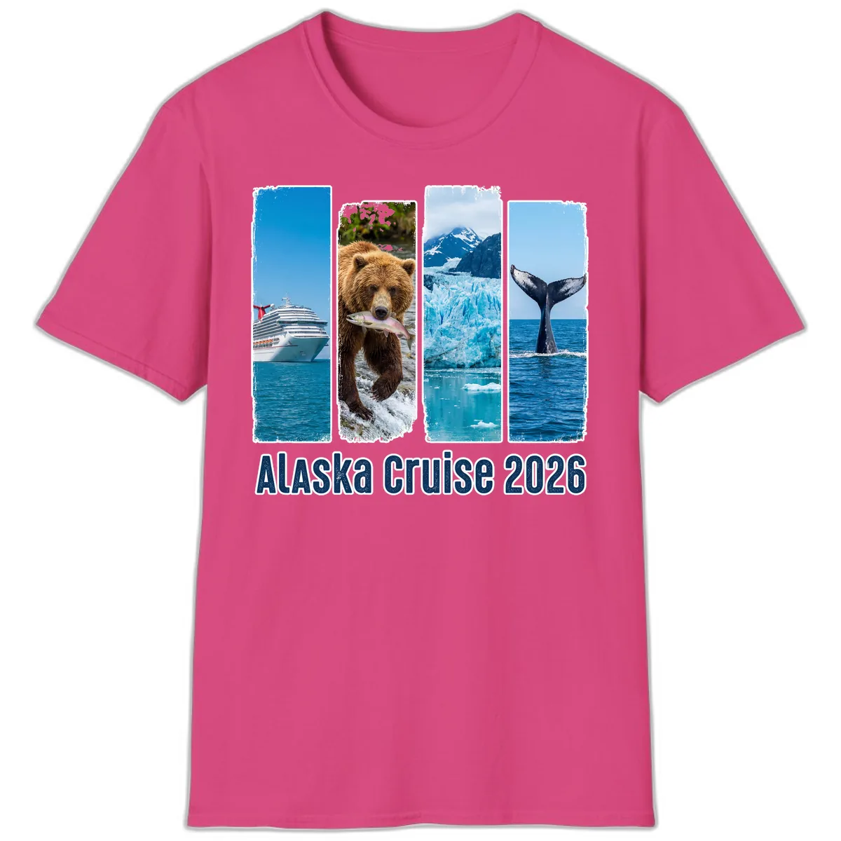 Alaska Cruise 2026 Adventure Panels T-Shirt in Heliconia