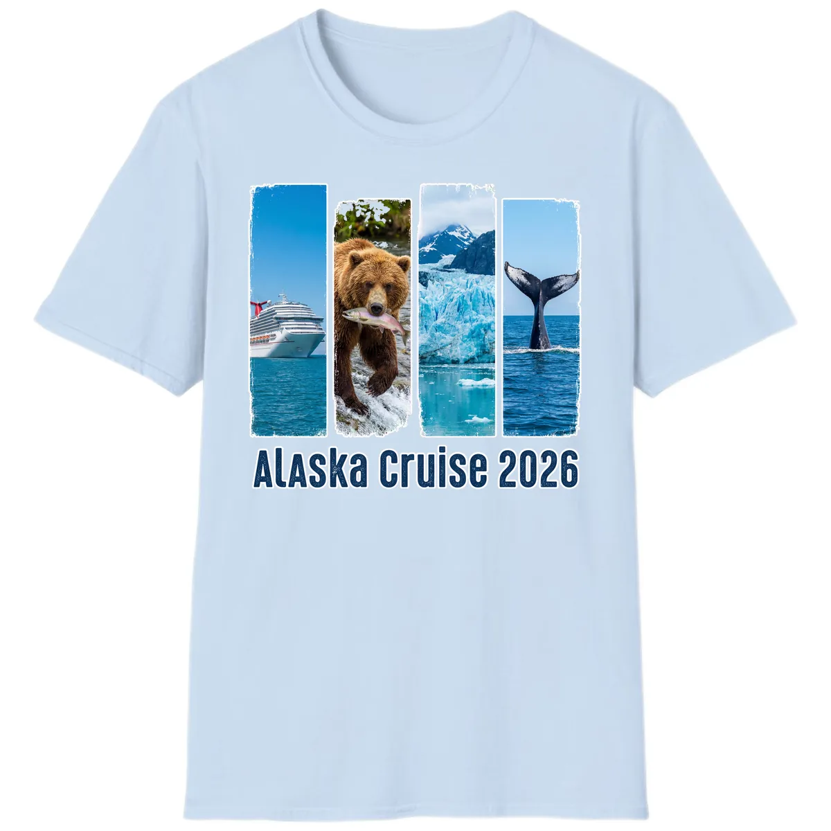 Alaska Cruise 2026 Adventure Panels T-Shirt in Light Blue