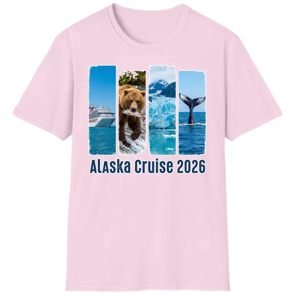 Alaska Cruise 2026 Adventure Panels T-Shirt in Light Pink