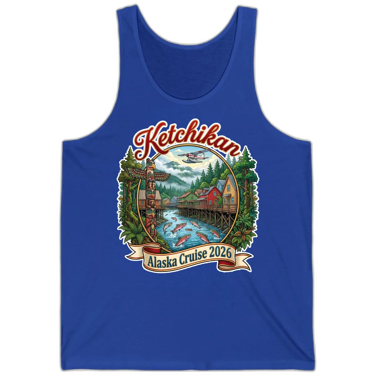 Ketchikan Alaska Cruise 2026 Scenic Illustration Tank in True Royal
