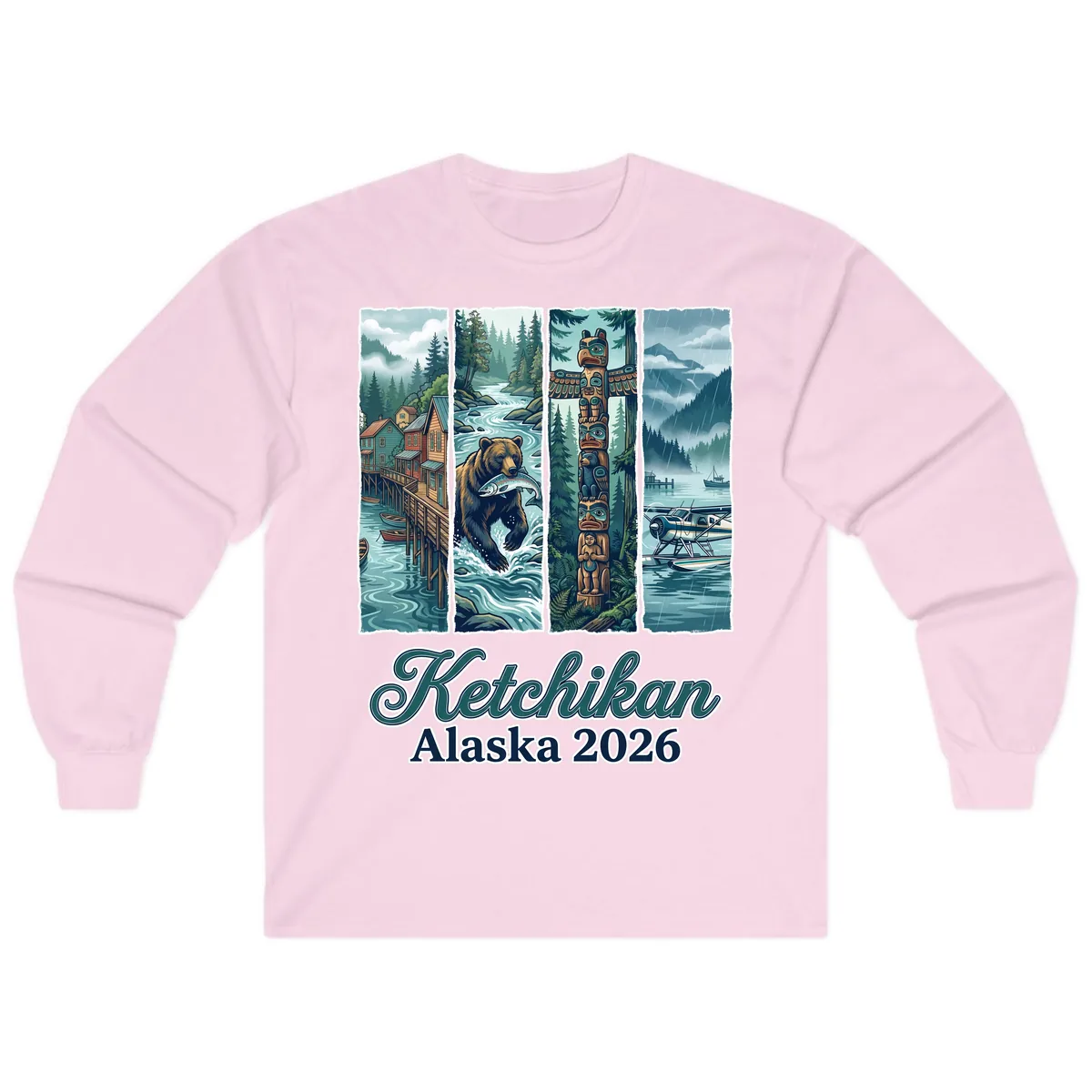 Ketchikan Alaska 2026 Scenic Panel Long Sleeve in Light Pink