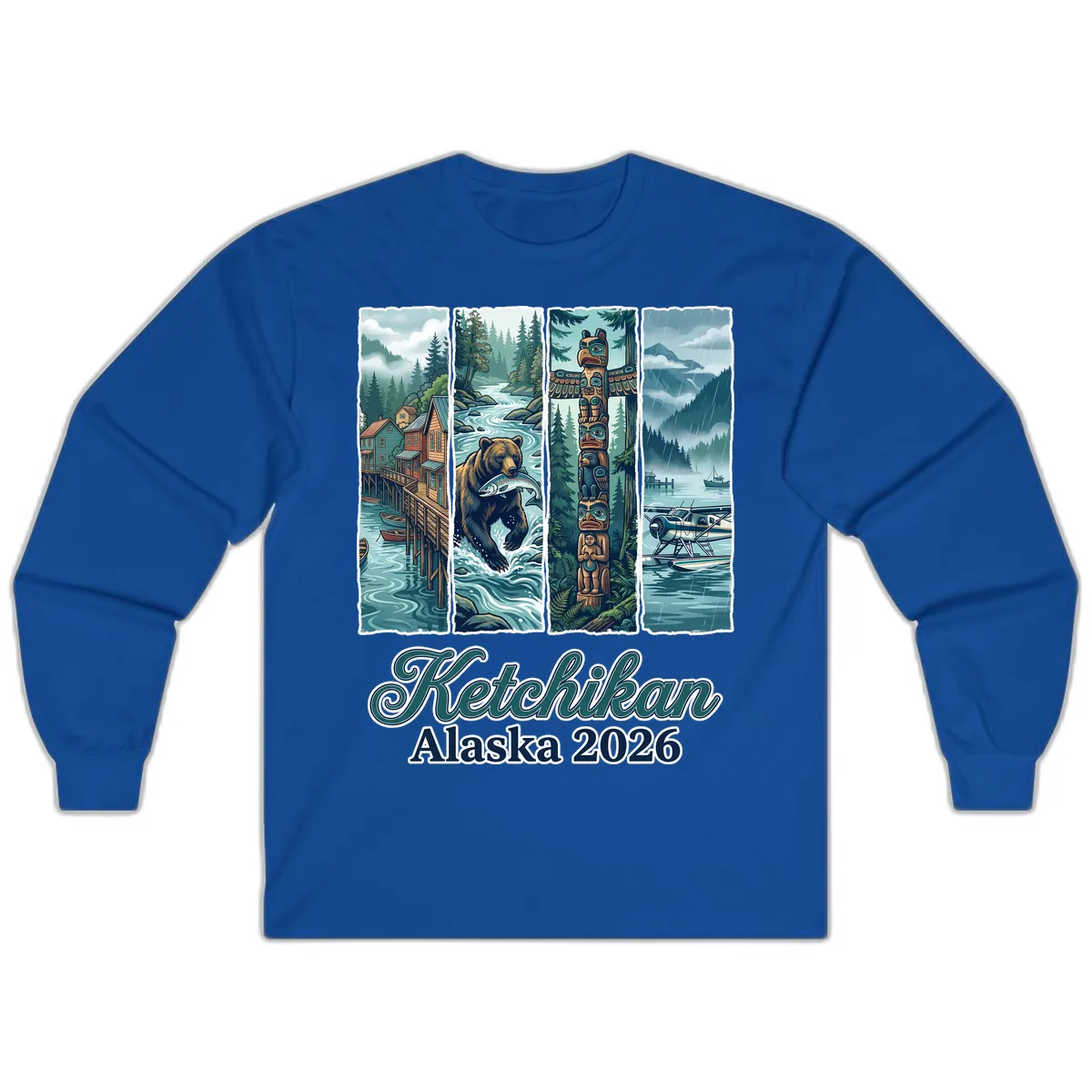 Ketchikan Alaska 2026 Scenic Panel Long Sleeve in Royal
