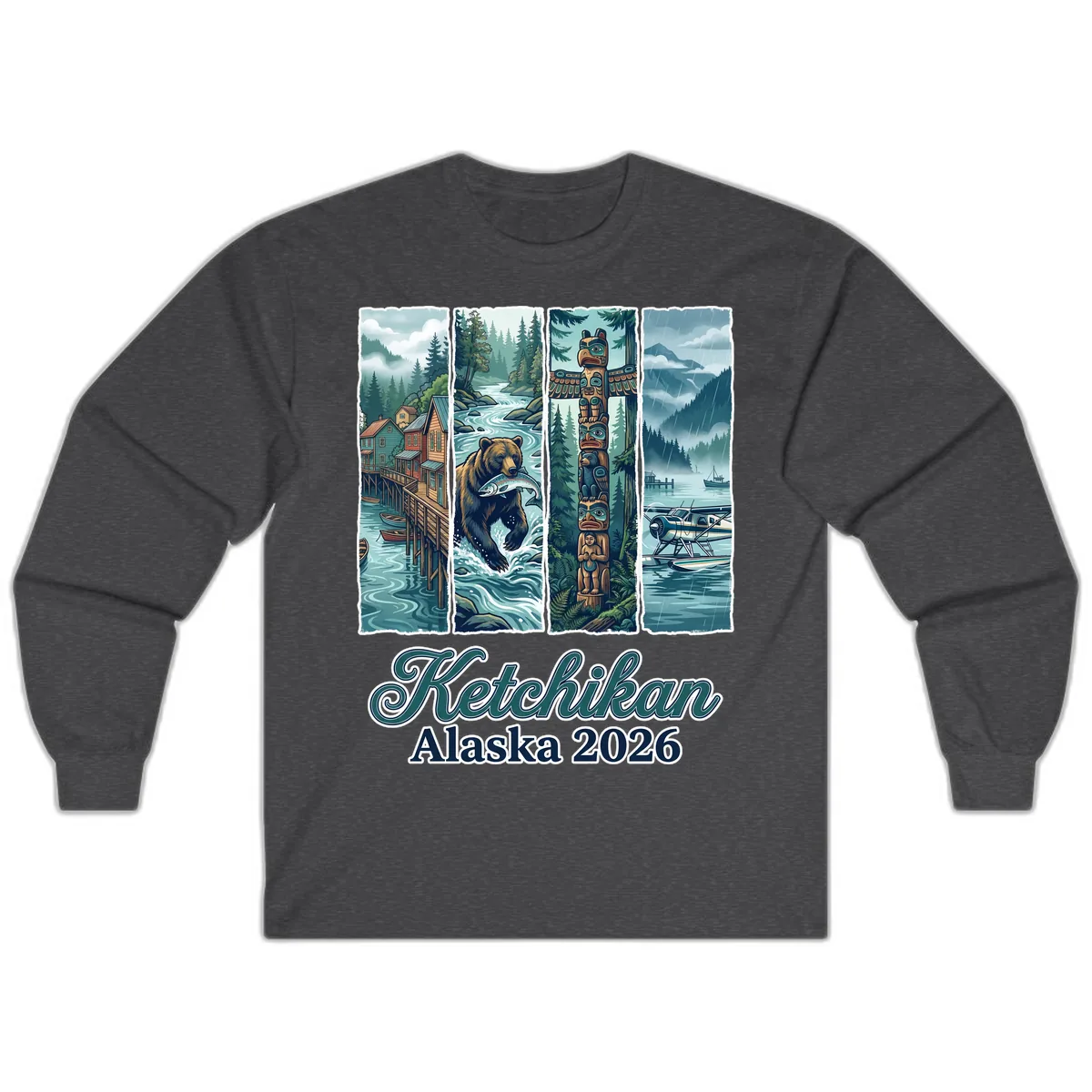 Ketchikan Alaska 2026 Scenic Panel Long Sleeve in Dark Heather