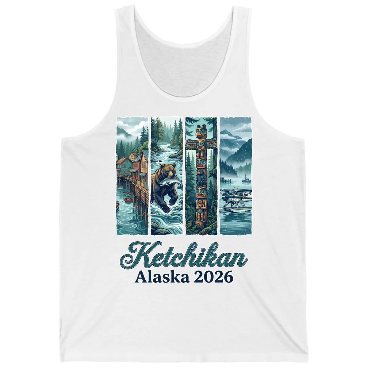 Ketchikan Alaska 2026 Scenic Panel Tank in White