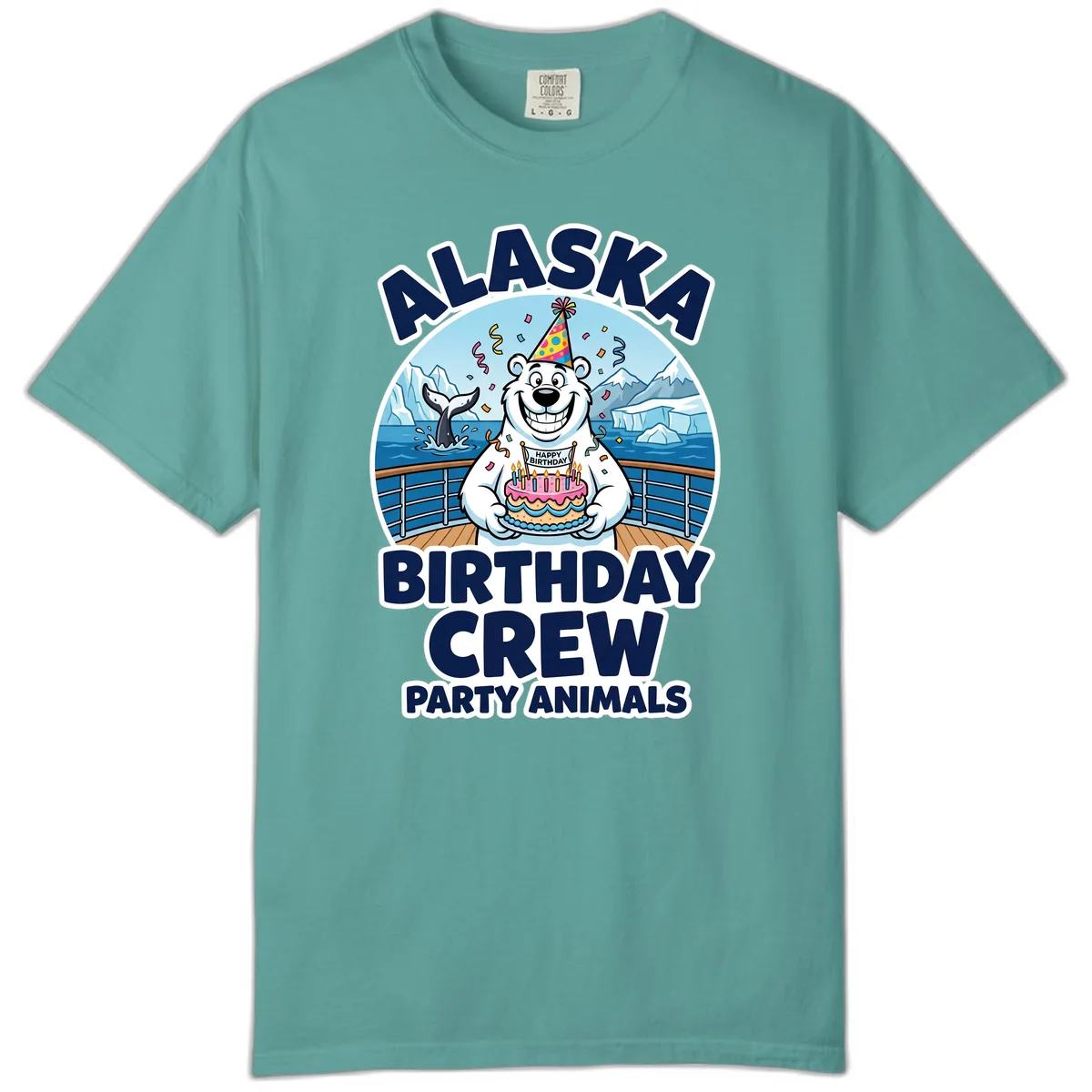 Alaska Birthday Crew Party Animals Comfort Color in Seafoam
