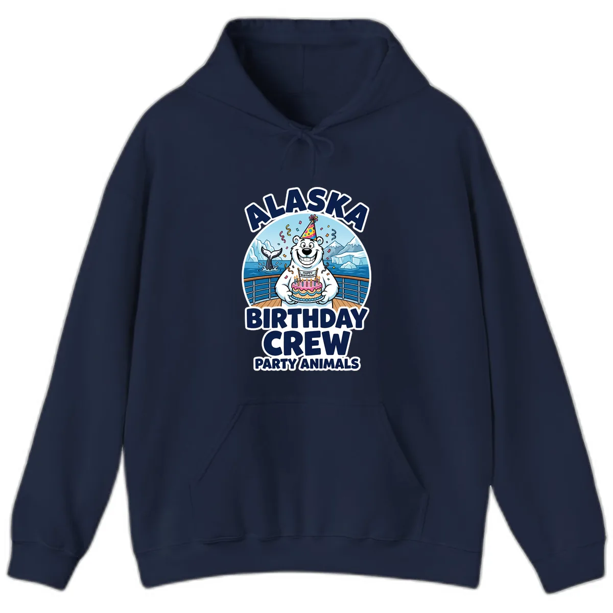Alaska Birthday Crew Party Animals Hoodie in Navy