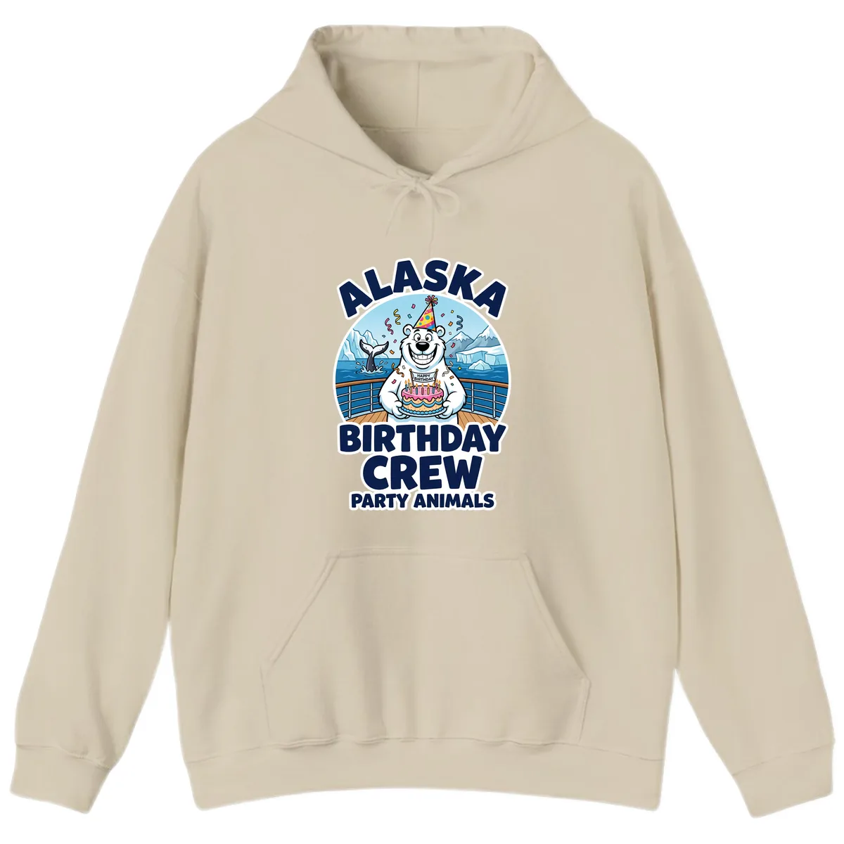 Alaska Birthday Crew Party Animals Hoodie in Sand