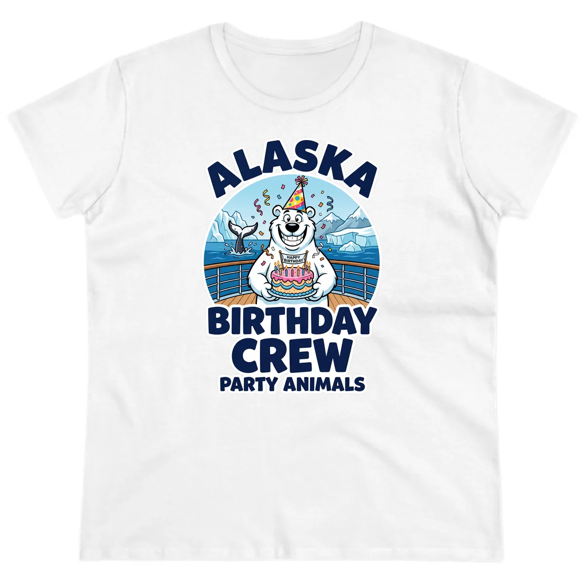 Alaska Birthday Crew Party Animals Ladies Tee in White
