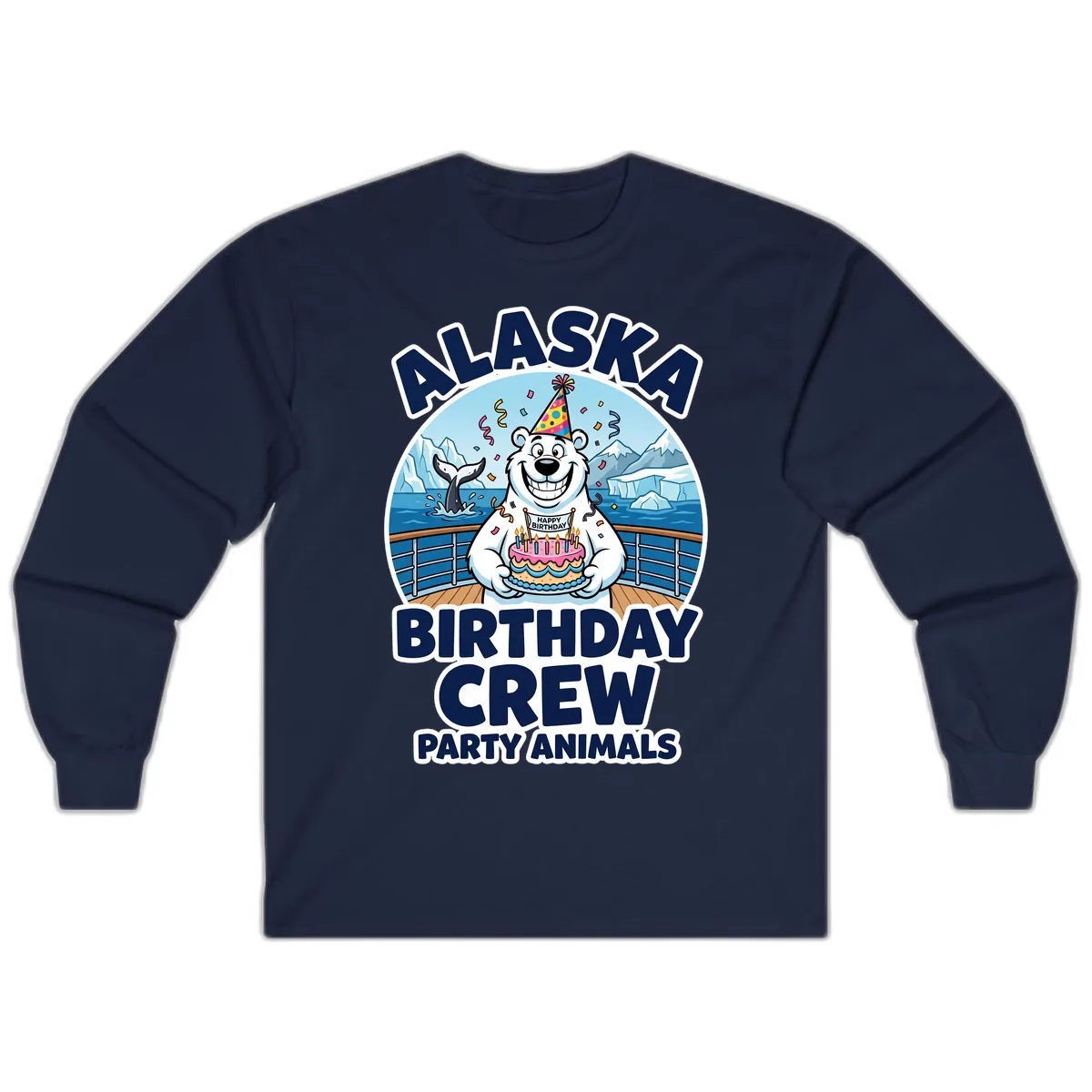 Alaska Birthday Crew Party Animals Long Sleeve in Navy