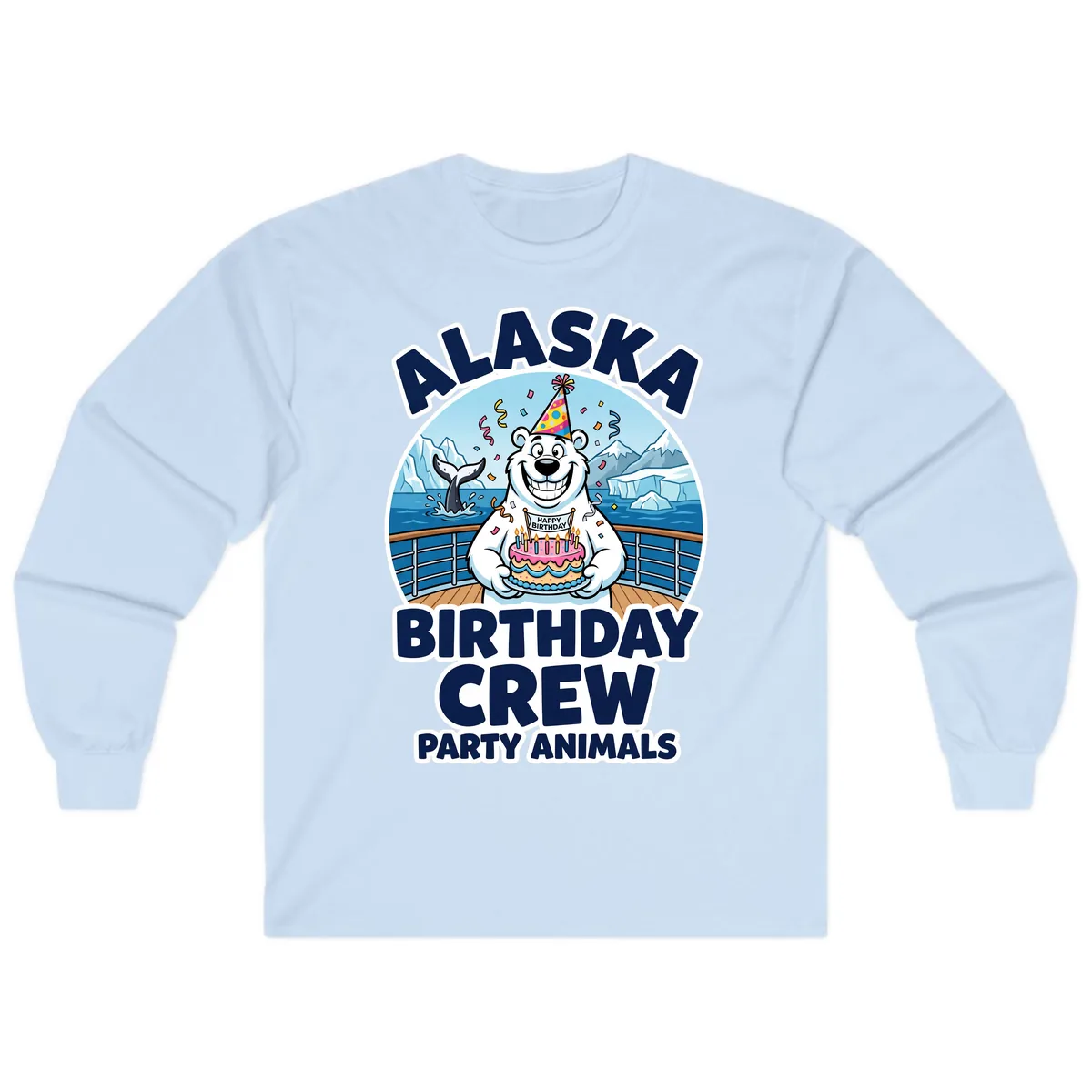 Alaska Birthday Crew Party Animals Long Sleeve in Light Blue