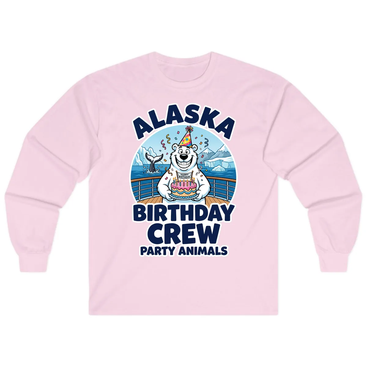 Alaska Birthday Crew Party Animals Long Sleeve in Light Pink