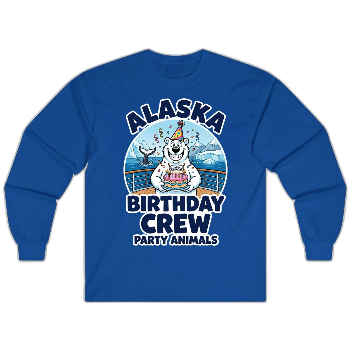 Alaska Birthday Crew Party Animals Long Sleeve in Royal