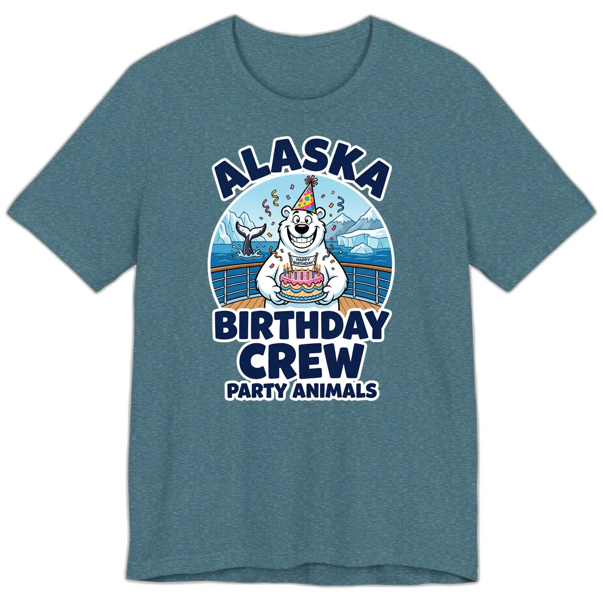 Alaska Birthday Crew Party Animals Premium T-Shirt in Heather Deep Teal