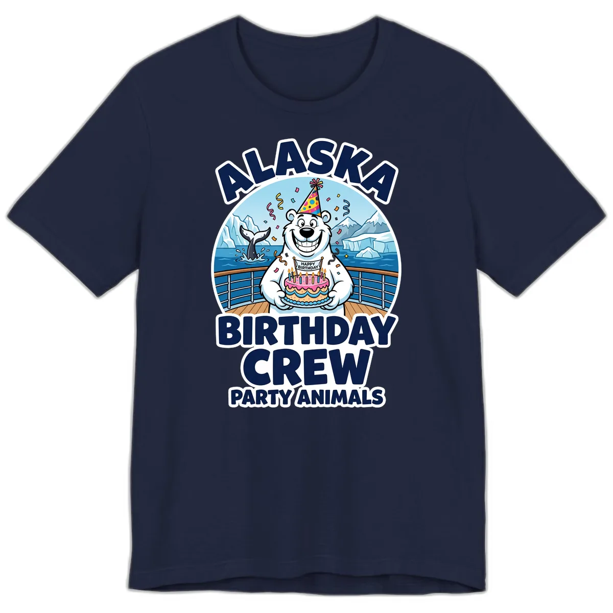 Alaska Birthday Crew Party Animals Premium T-Shirt in Navy