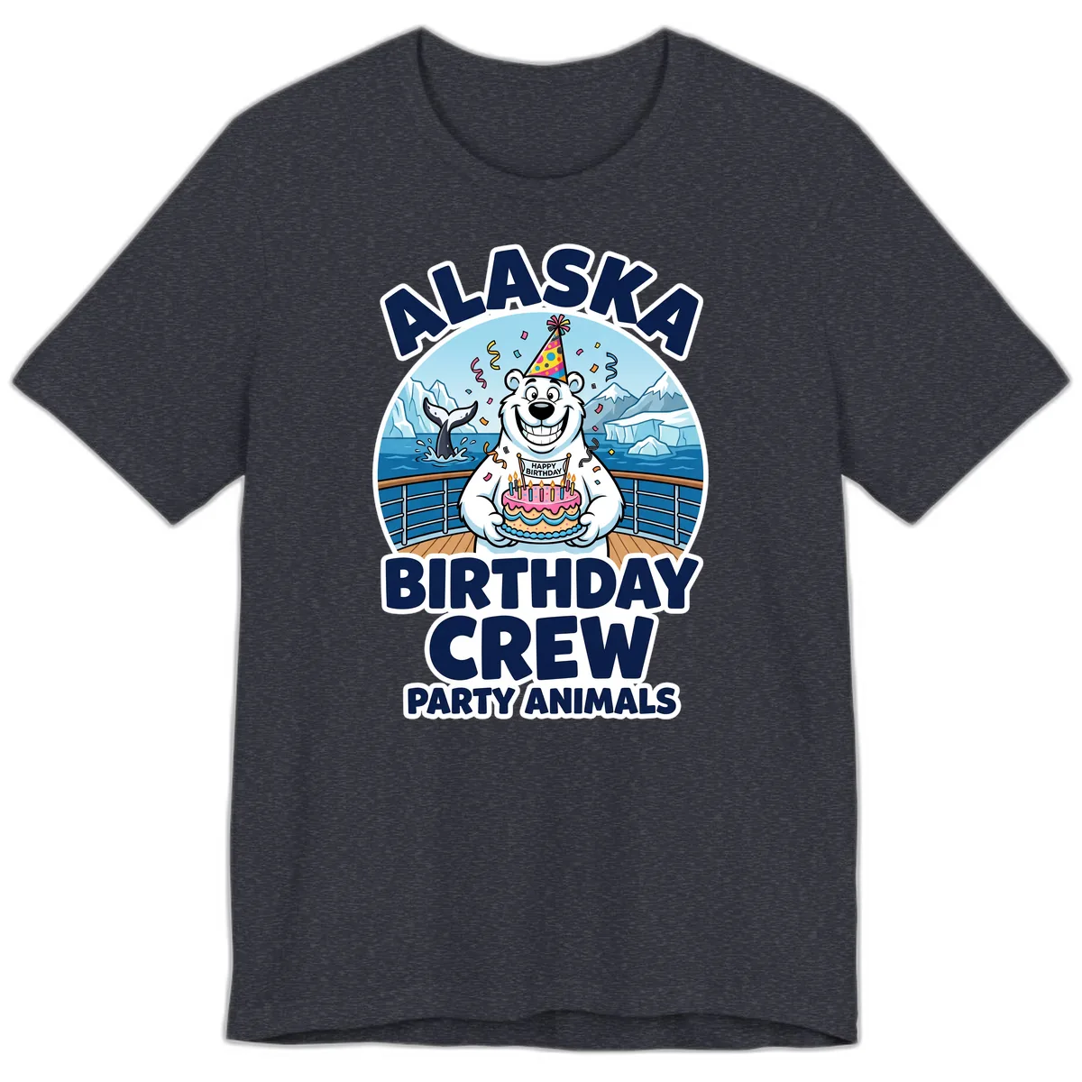 Alaska Birthday Crew Party Animals Premium T-Shirt in Heather Navy