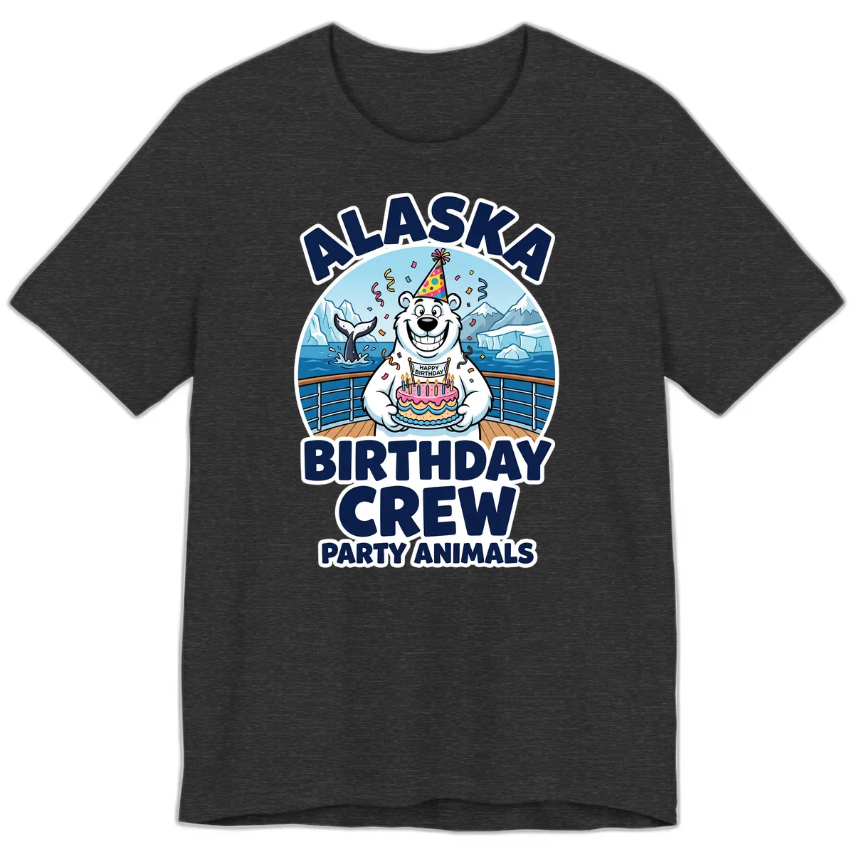 Alaska Birthday Crew Party Animals Premium T-Shirt in Dark Grey Heather