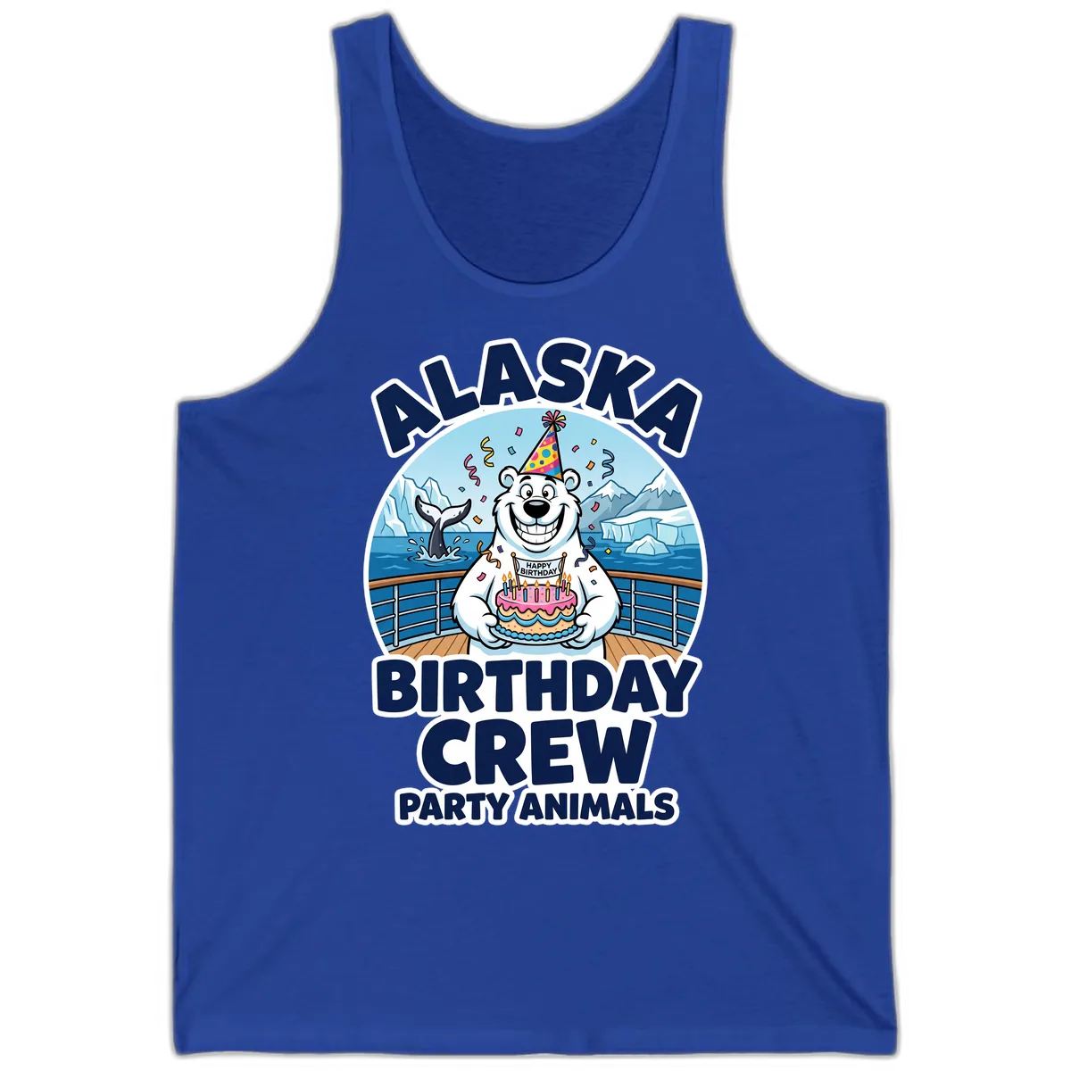 Alaska Birthday Crew Party Animals Tank in True Royal