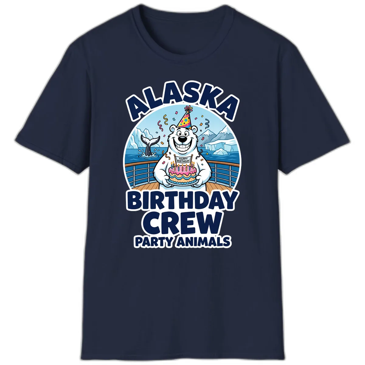 Alaska Birthday Crew Party Animals T-Shirt in Navy