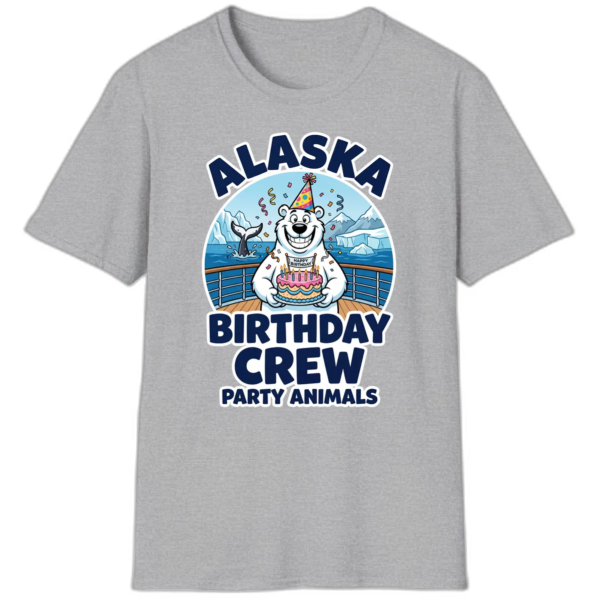 Alaska Birthday Crew Party Animals T-Shirt in Sport Grey