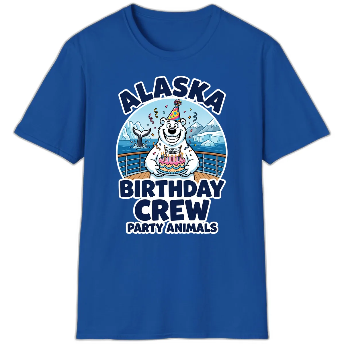 Alaska Birthday Crew Party Animals T-Shirt in Royal